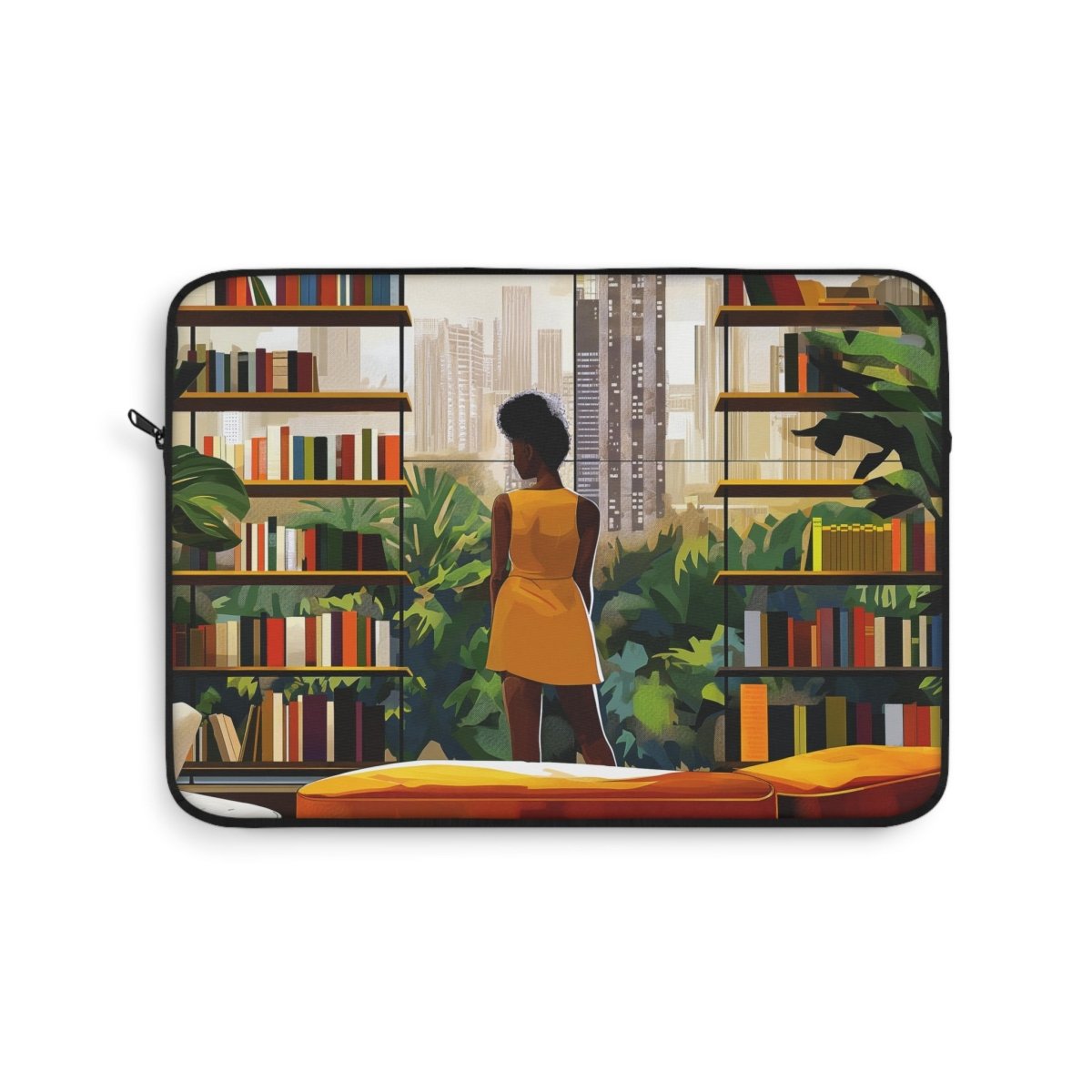 Library View Laptop Sleeve - Afrocentric Art by The Trini Gee