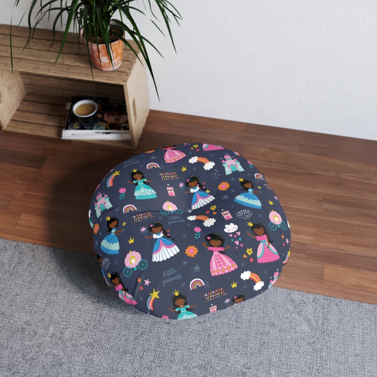 Little Princess Floor Pillow - Afrocentric Art by The Trini Gee