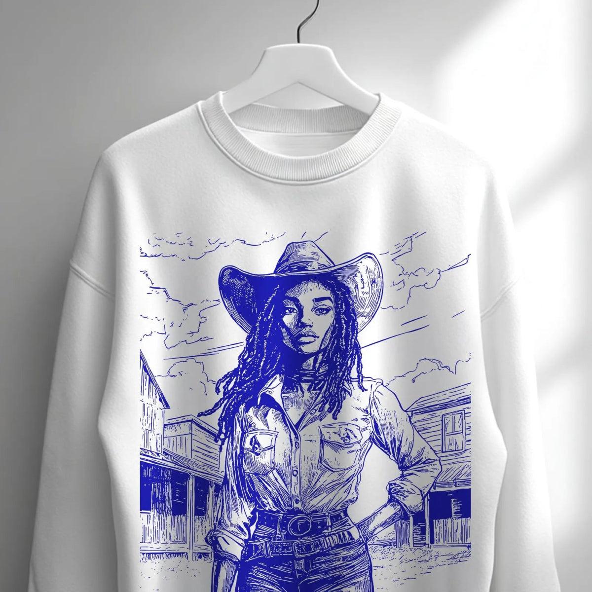 Loc'd Cowgirl Sweatshirt - Afrocentric Art by The Trini Gee