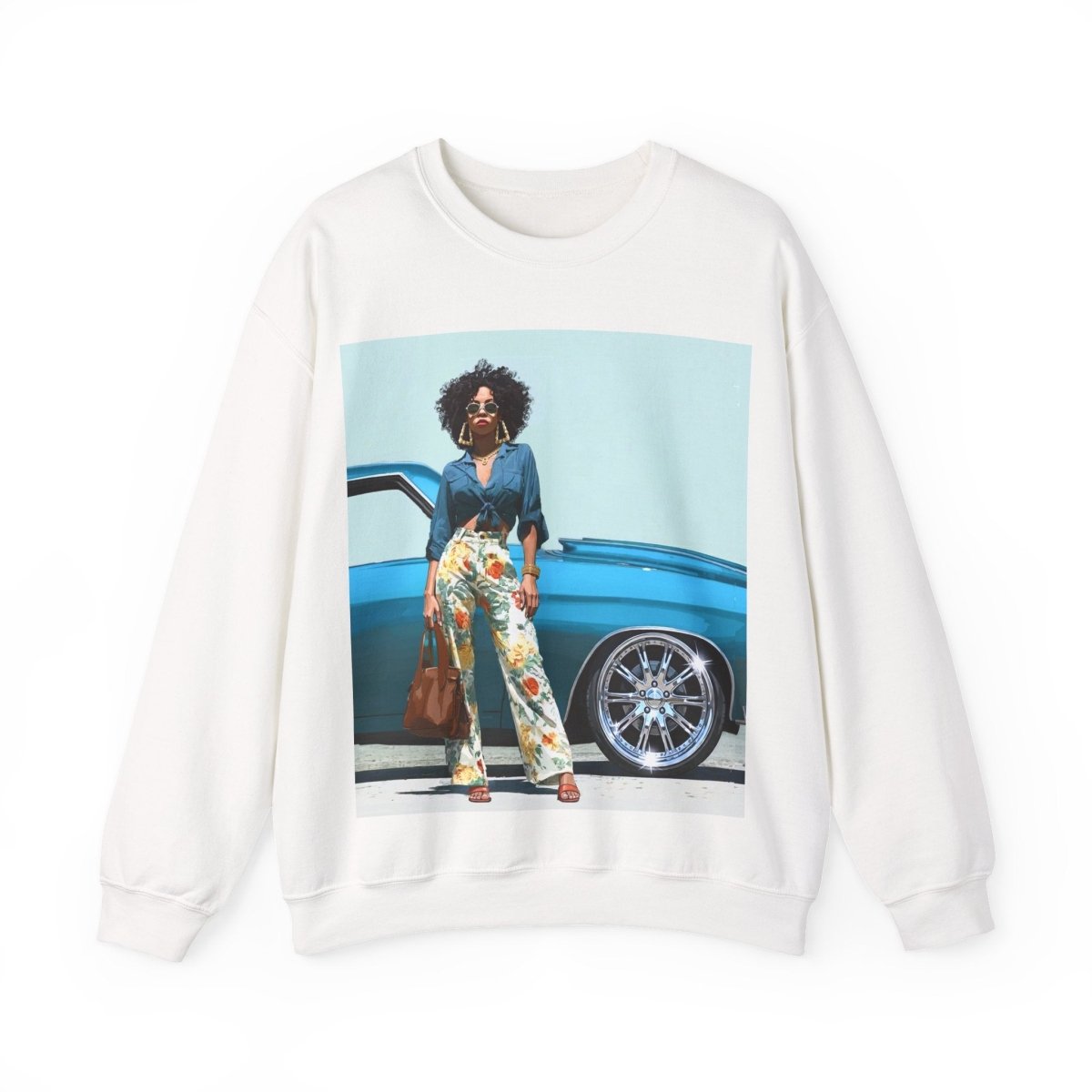 Low Rider Lady Sweatshirt - Afrocentric Art by The Trini Gee