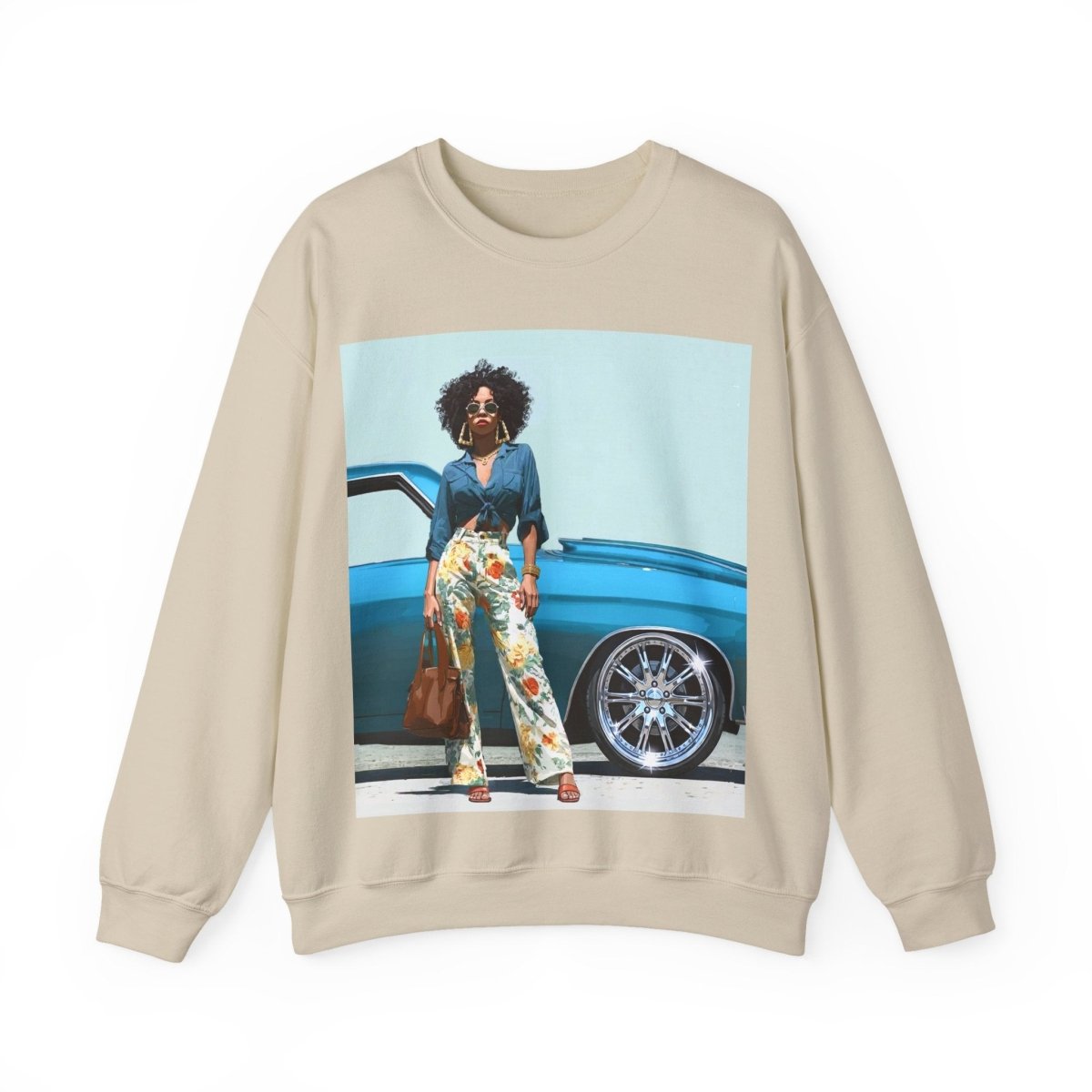 Low Rider Lady Sweatshirt - Afrocentric Art by The Trini Gee
