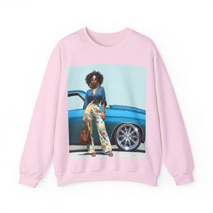Low Rider Lady Sweatshirt - Afrocentric Art by The Trini Gee