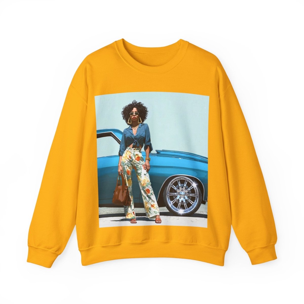 Low Rider Lady Sweatshirt - Afrocentric Art by The Trini Gee
