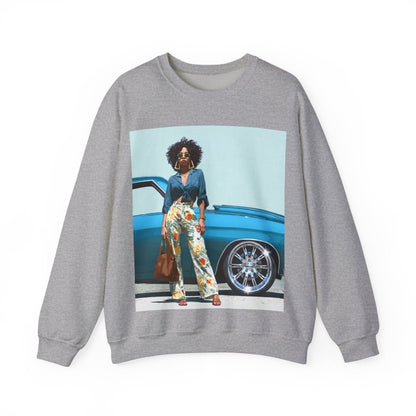 Low Rider Lady Sweatshirt - Afrocentric Art by The Trini Gee