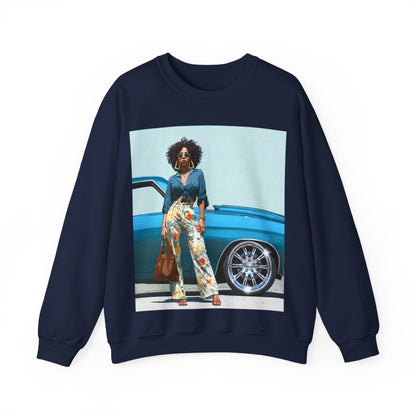 Low Rider Lady Sweatshirt - Afrocentric Art by The Trini Gee