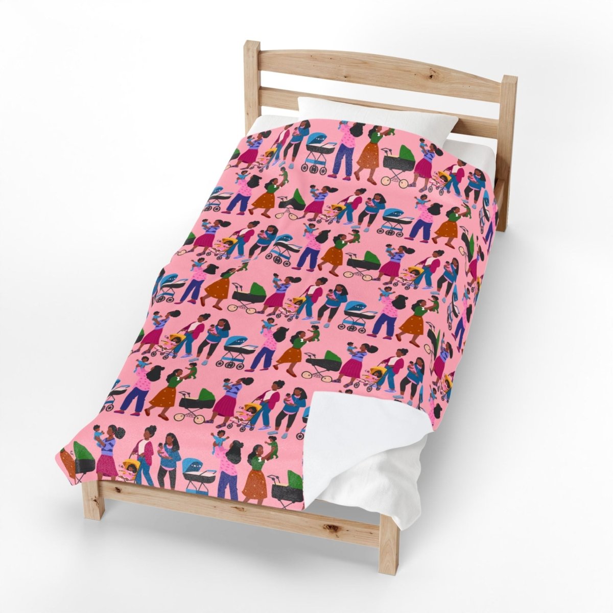 Mamas & Strollers Throw Blanket - Afrocentric Art by The Trini Gee