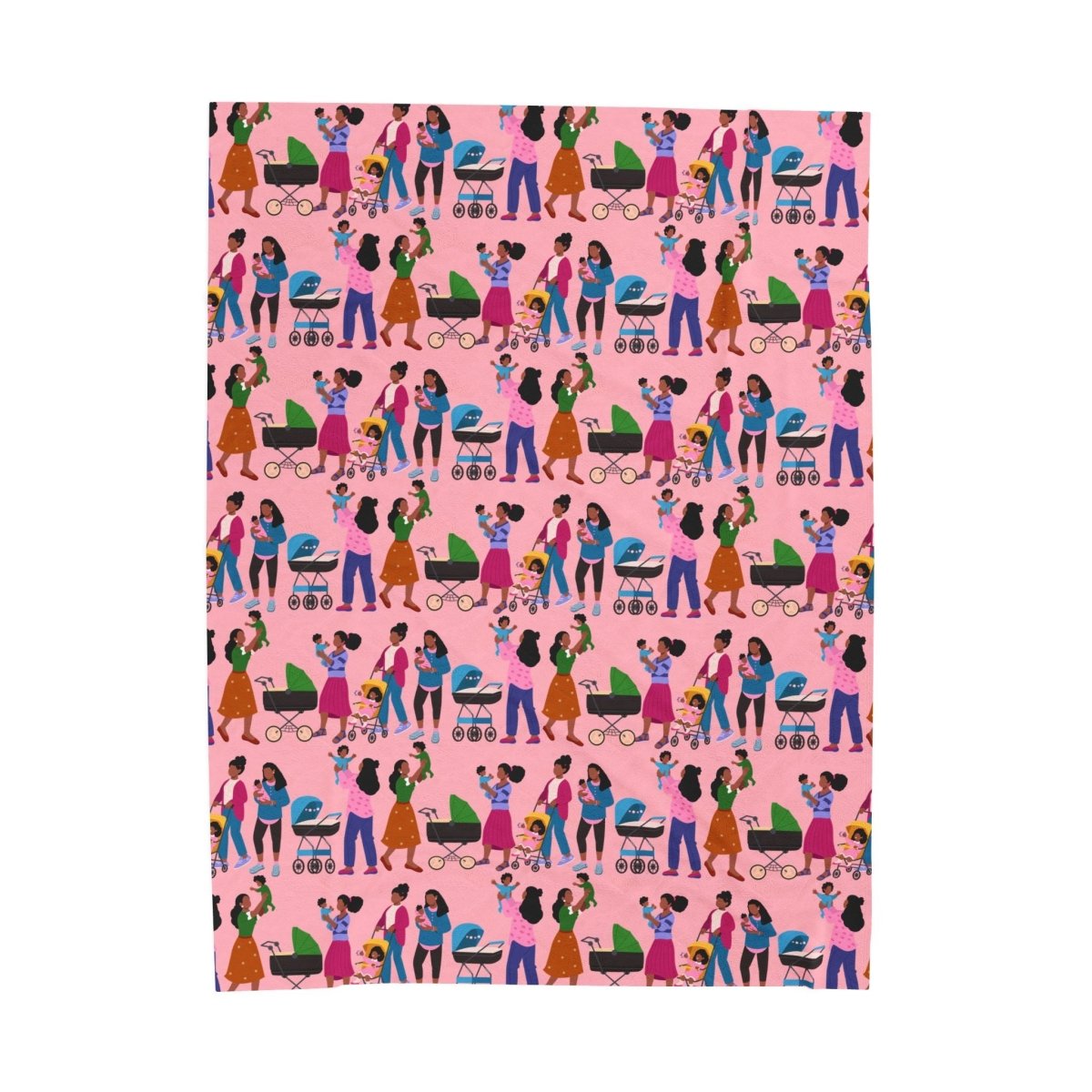 Mamas & Strollers Throw Blanket - Afrocentric Art by The Trini Gee