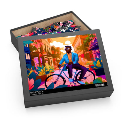 Man on Bike Puzzle - Afrocentric Art by The Trini Gee
