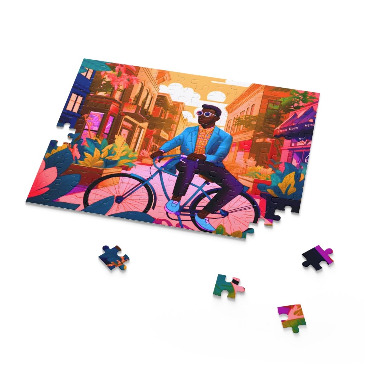 Man on Bike Puzzle - Afrocentric Art by The Trini Gee