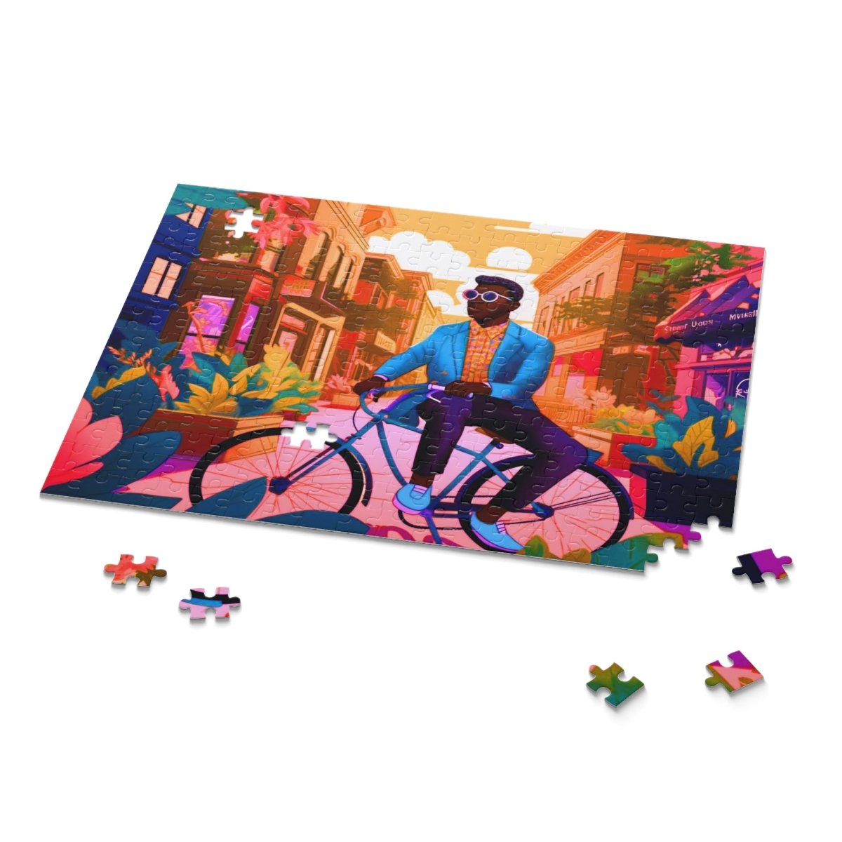 Man on Bike Puzzle - Afrocentric Art by The Trini Gee