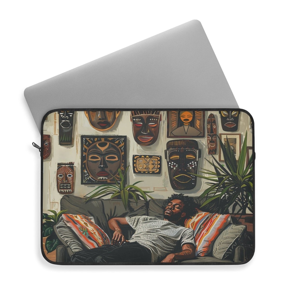 Man Relax Laptop Sleeve - Afrocentric Art by The Trini Gee