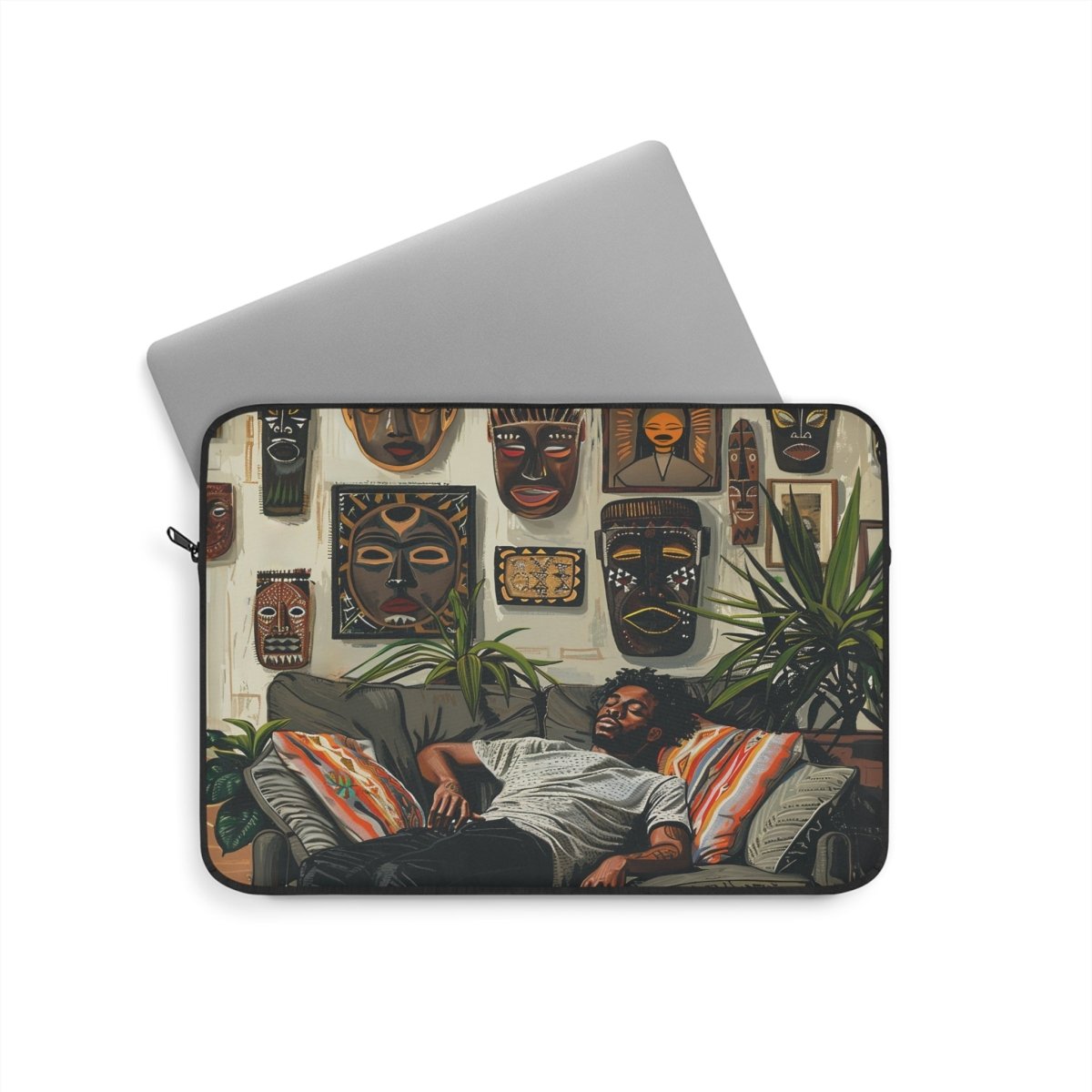 Man Relax Laptop Sleeve - Afrocentric Art by The Trini Gee