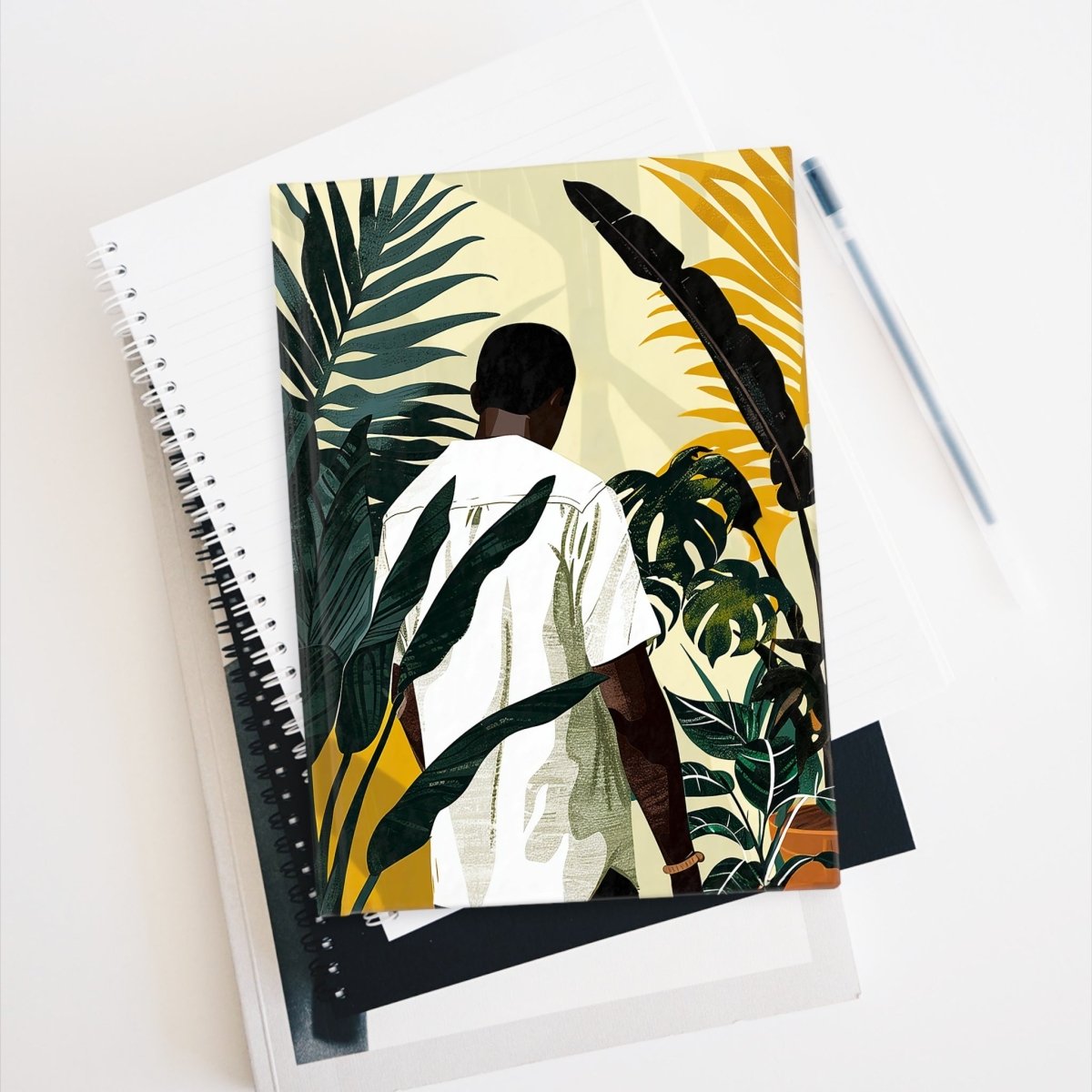 Man with Plants Journal - Afrocentric Art by The Trini Gee