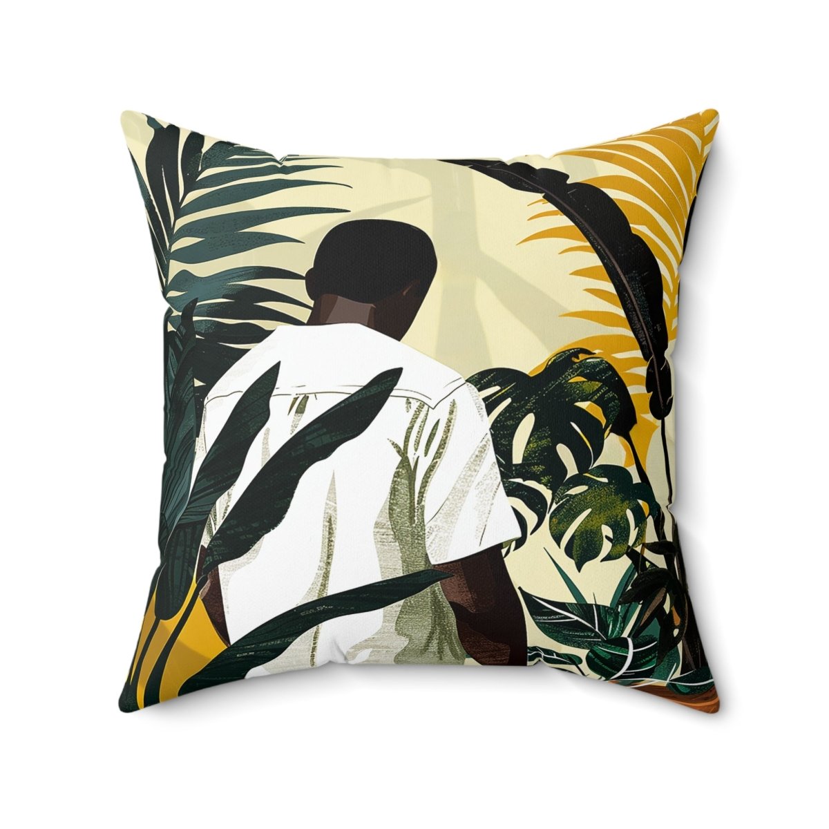 Man with Plants Pillow - Afrocentric Art by The Trini Gee