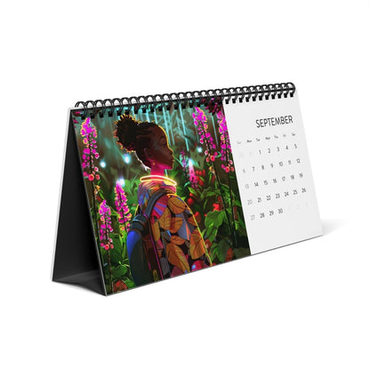 Melanin and Green 2026 Desktop Calendar - Afrocentric Art by The Trini Gee