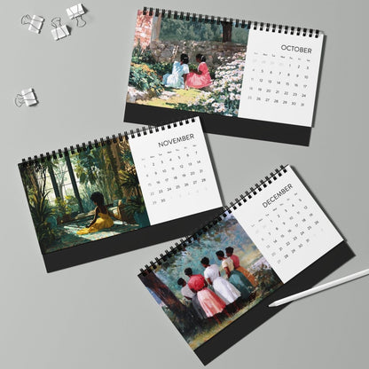 Melanin and Green 2026 Desktop Calendar - Afrocentric Art by The Trini Gee