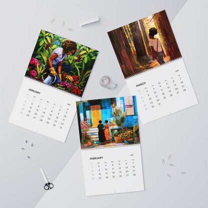 Melanin and Green Life 2026 Wall Calendar - Afrocentric Art by The Trini Gee