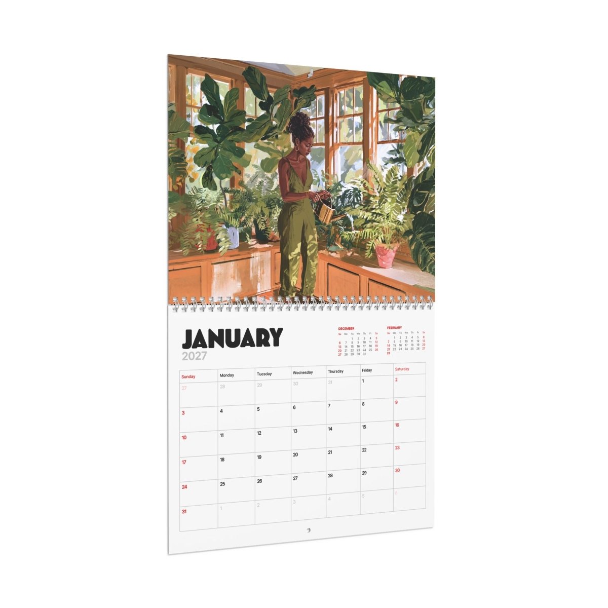 Melanin & Green 2027 Wall Calendar - Afrocentric Art by The Trini Gee