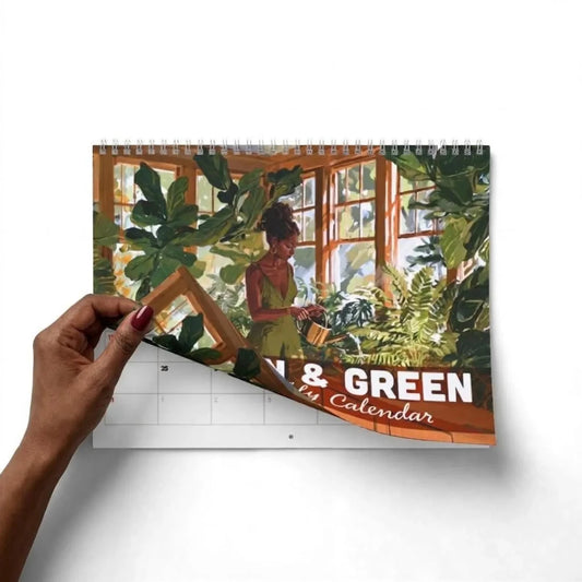 Melanin & Green 2027 Wall Calendar - Afrocentric Art by The Trini Gee