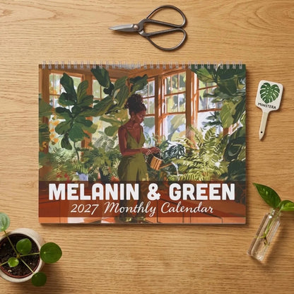 Melanin & Green 2027 Wall Calendar - Afrocentric Art by The Trini Gee