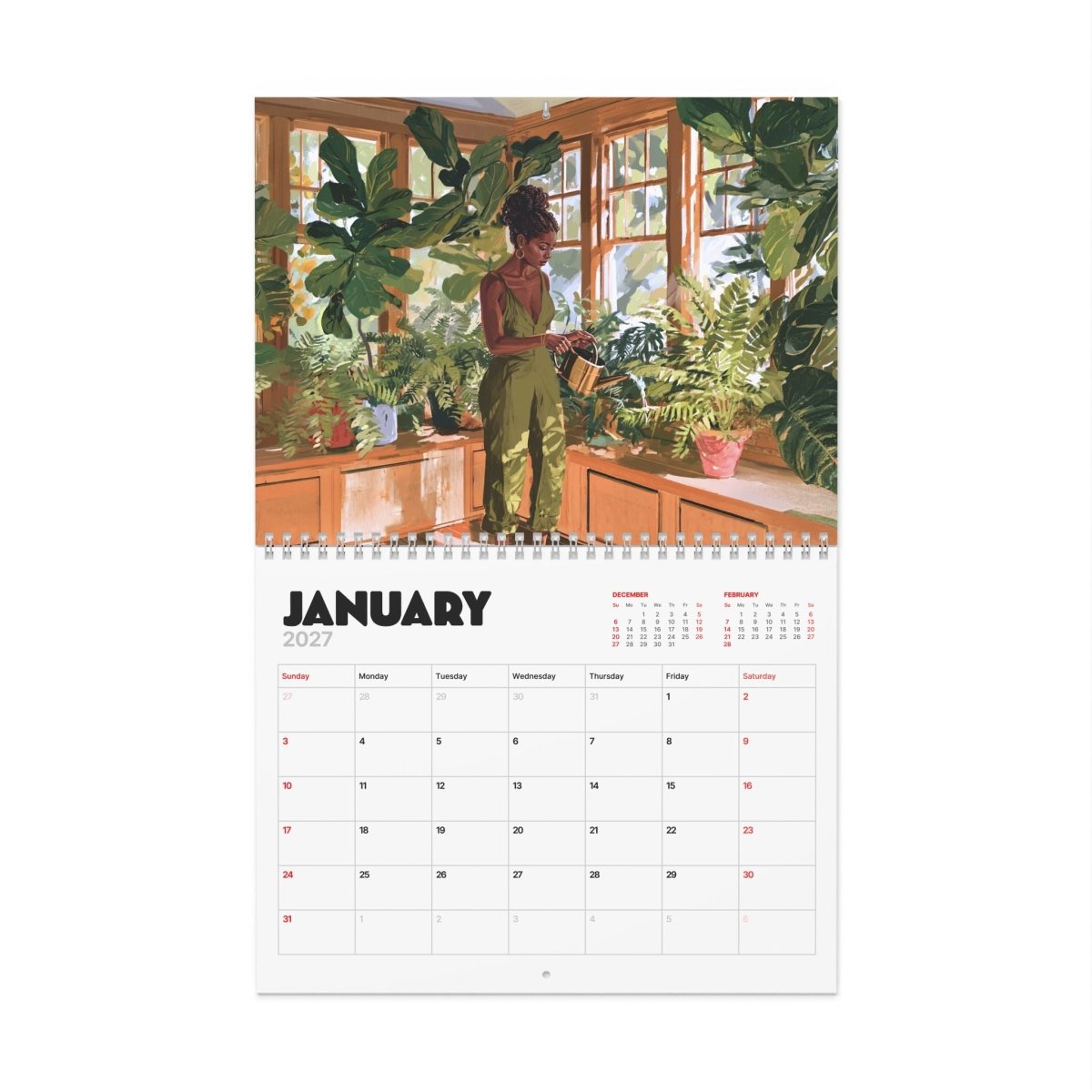 Melanin & Green 2027 Wall Calendar - Afrocentric Art by The Trini Gee