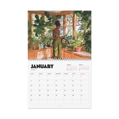 Melanin & Green 2027 Wall Calendar - Afrocentric Art by The Trini Gee
