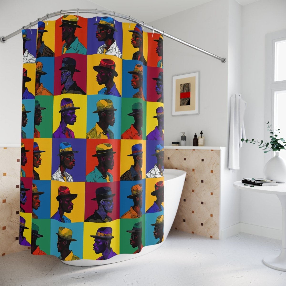 Men in Hats Shower Curtain - Afrocentric Art by The Trini Gee