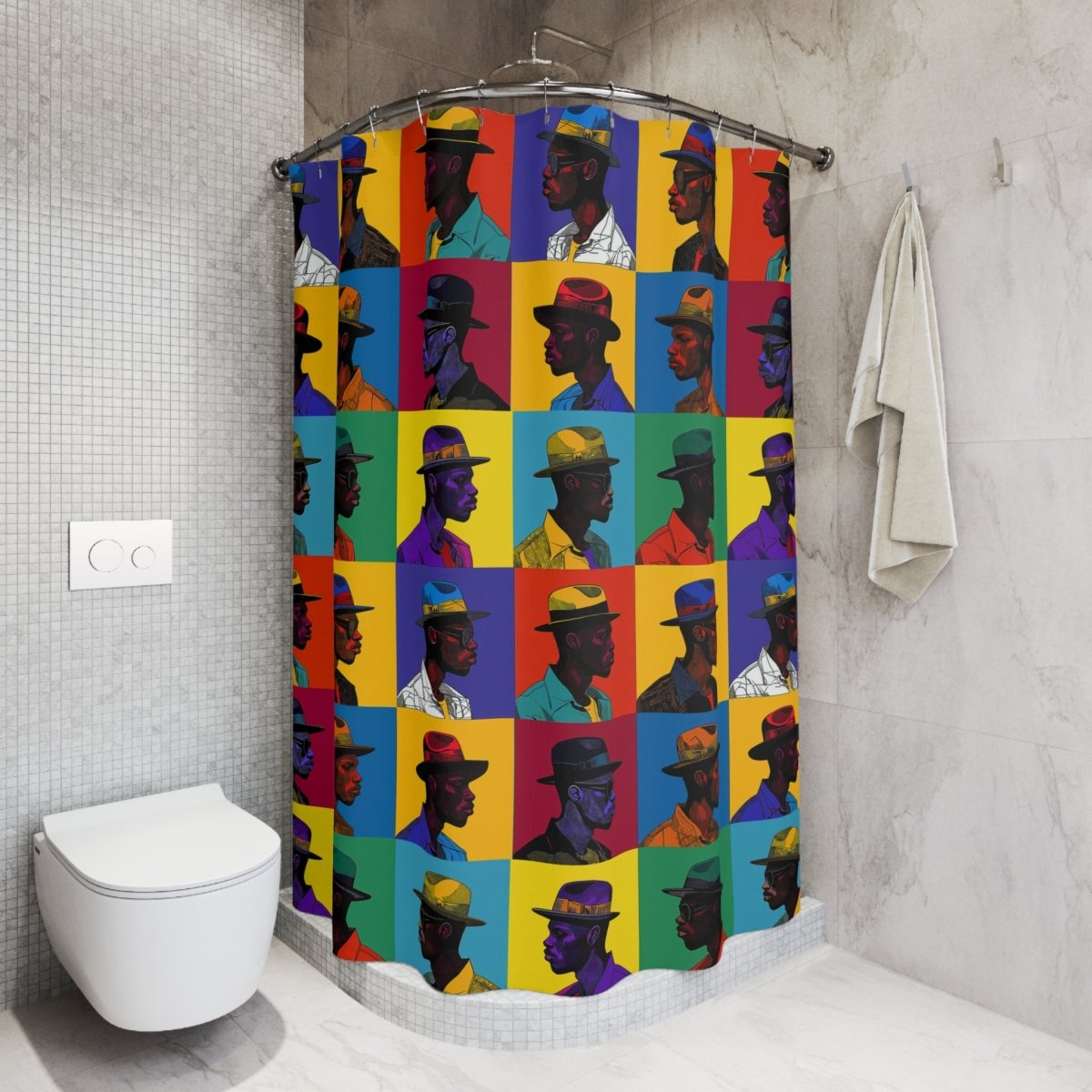 Men in Hats Shower Curtain - Afrocentric Art by The Trini Gee
