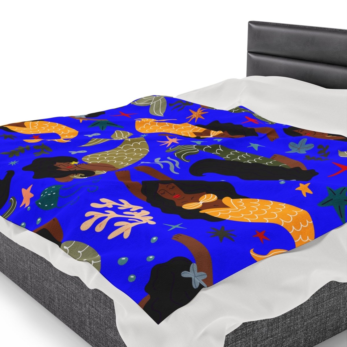 Mermaid Women Blanket - Afrocentric Art by The Trini Gee