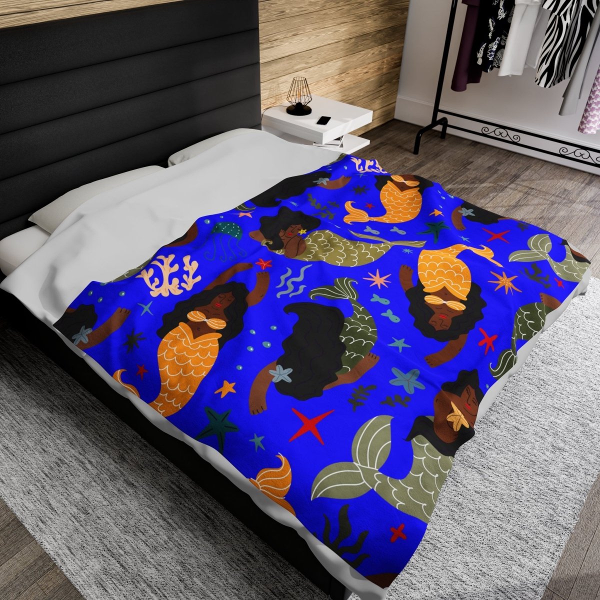 Mermaid Women Blanket - Afrocentric Art by The Trini Gee