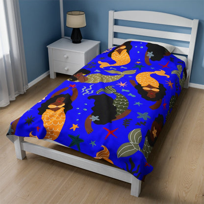 Mermaid Women Blanket - Afrocentric Art by The Trini Gee