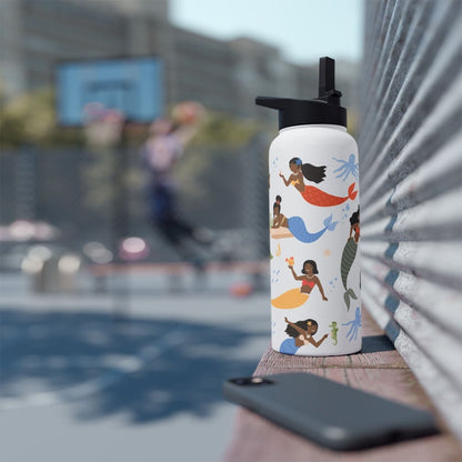 Mermaids Water Bottle - Afrocentric Art by The Trini Gee