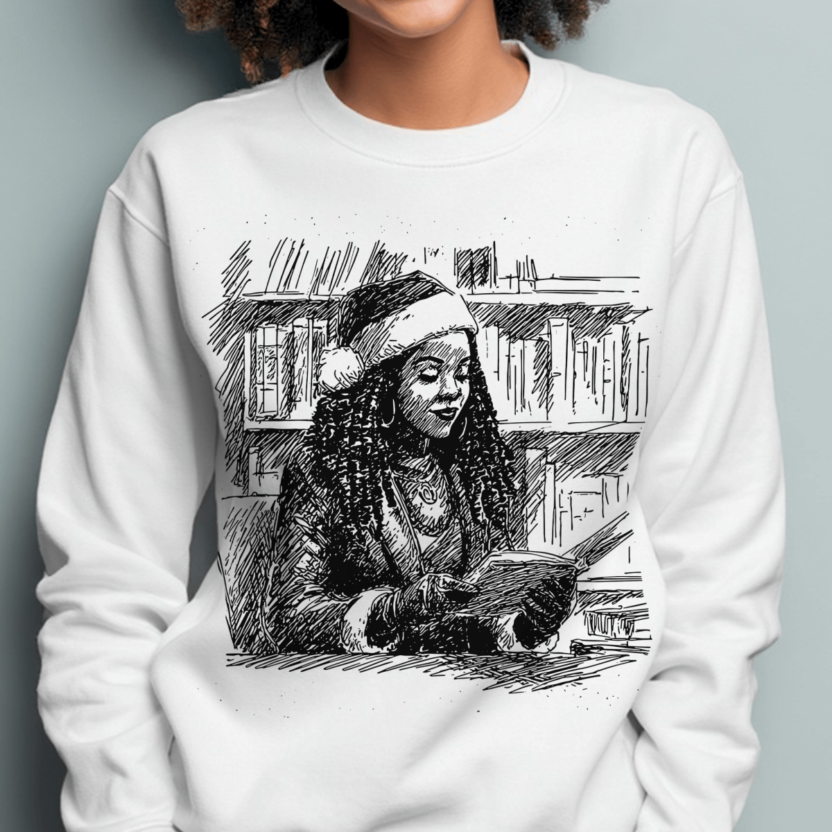 Miss Claus Sweatshirt - Afrocentric Art by The Trini Gee