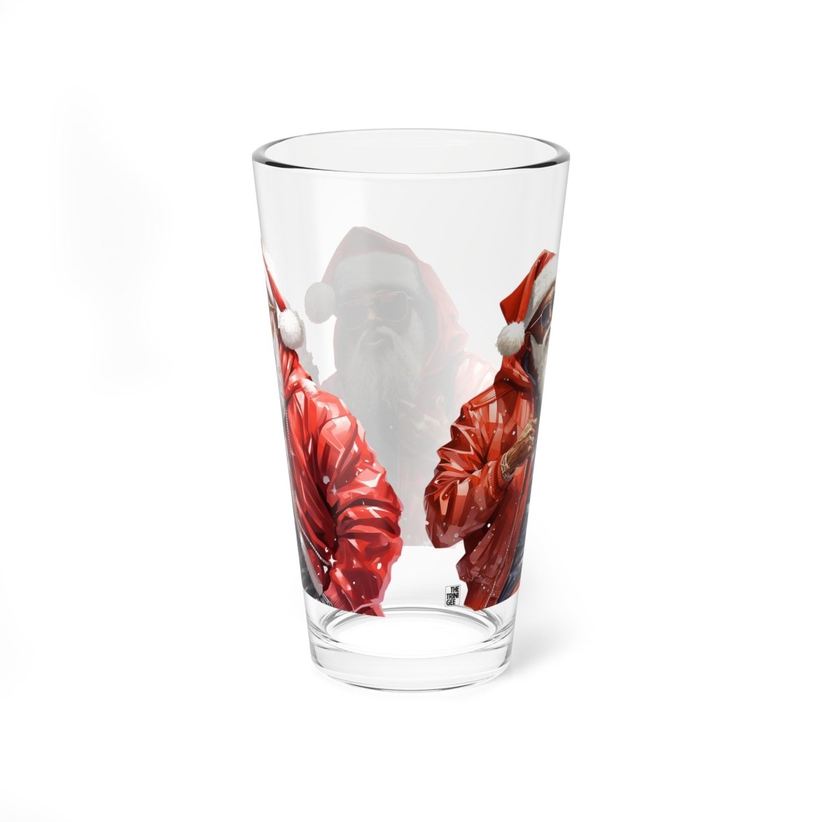 Modern Santa 16oz Glass - Afrocentric Art by The Trini Gee