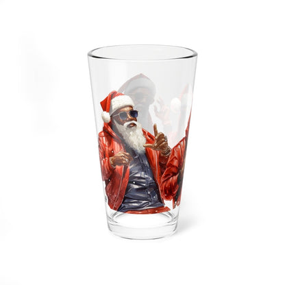 Modern Santa 16oz Glass - Afrocentric Art by The Trini Gee