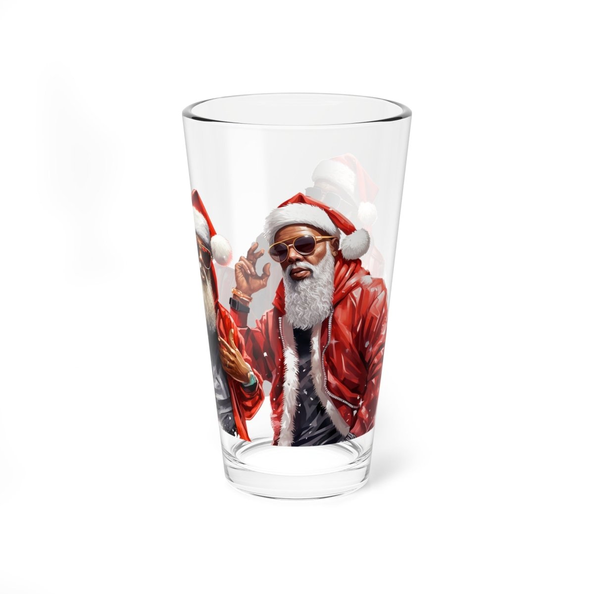 Modern Santa 16oz Glass - Afrocentric Art by The Trini Gee