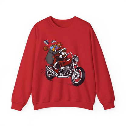 Motorcycle Santa Sweatshirt - Afrocentric Art by The Trini Gee