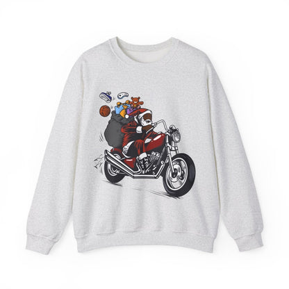 Motorcycle Santa Sweatshirt - Afrocentric Art by The Trini Gee