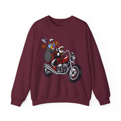 Motorcycle Santa Sweatshirt - Afrocentric Art by The Trini Gee