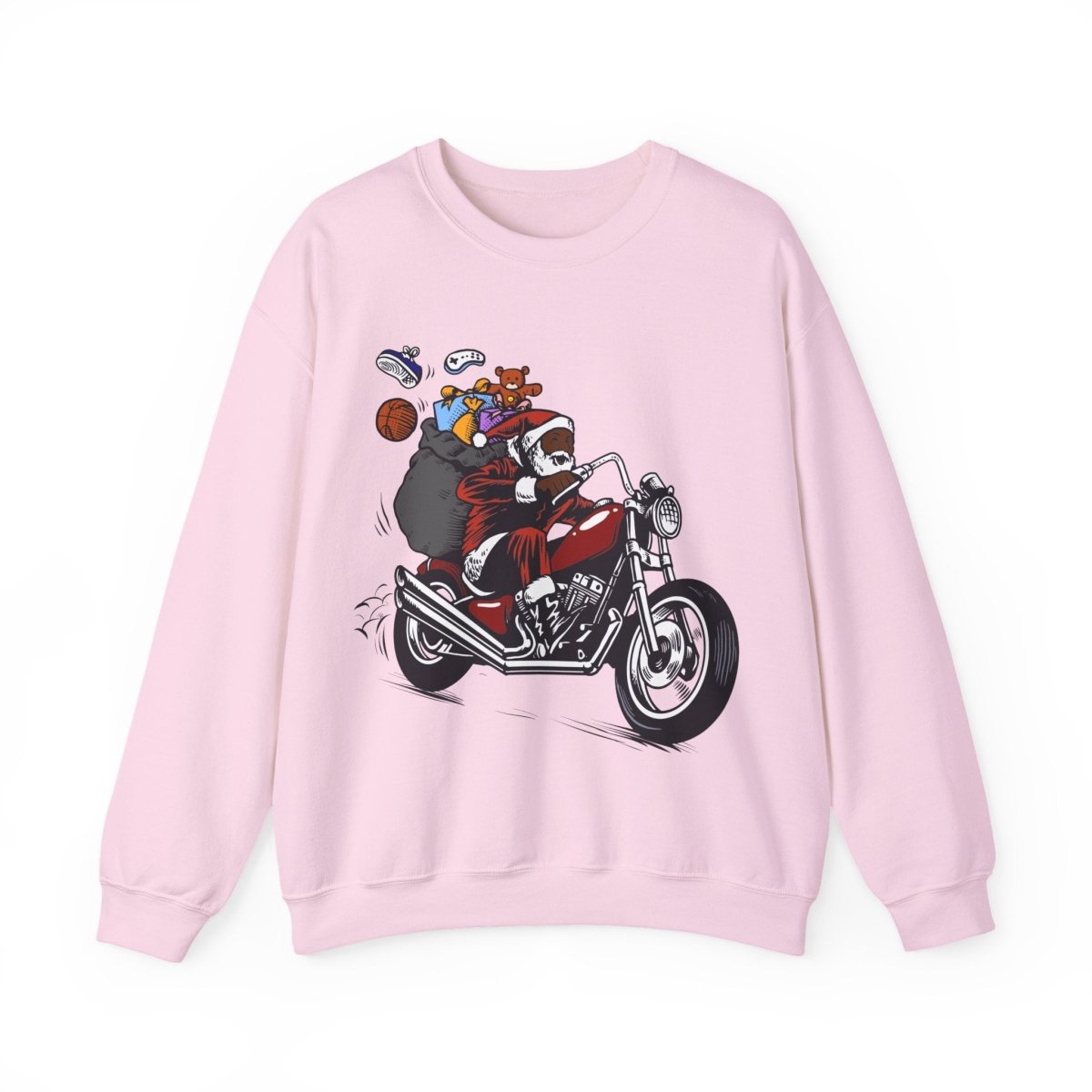 Motorcycle Santa Sweatshirt - Afrocentric Art by The Trini Gee