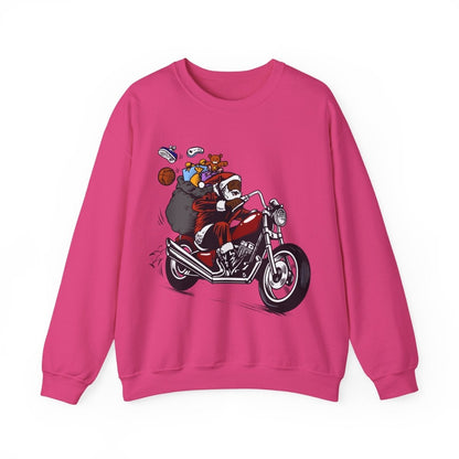 Motorcycle Santa Sweatshirt - Afrocentric Art by The Trini Gee