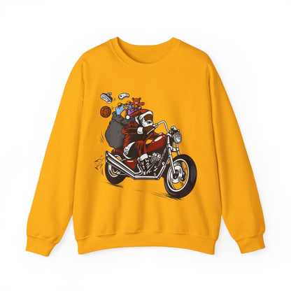Motorcycle Santa Sweatshirt - Afrocentric Art by The Trini Gee