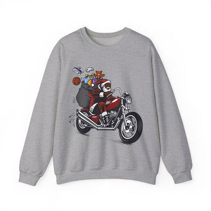 Motorcycle Santa Sweatshirt - Afrocentric Art by The Trini Gee