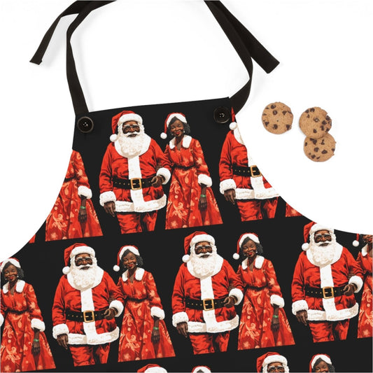 Mr and Mrs Claus Apron - Afrocentric Art by The Trini Gee