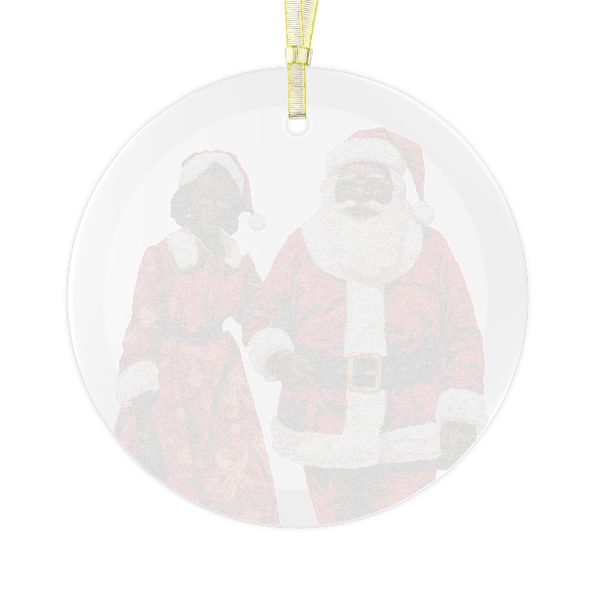 Mr and Mrs Claus Glass Ornament - Afrocentric Art by The Trini Gee