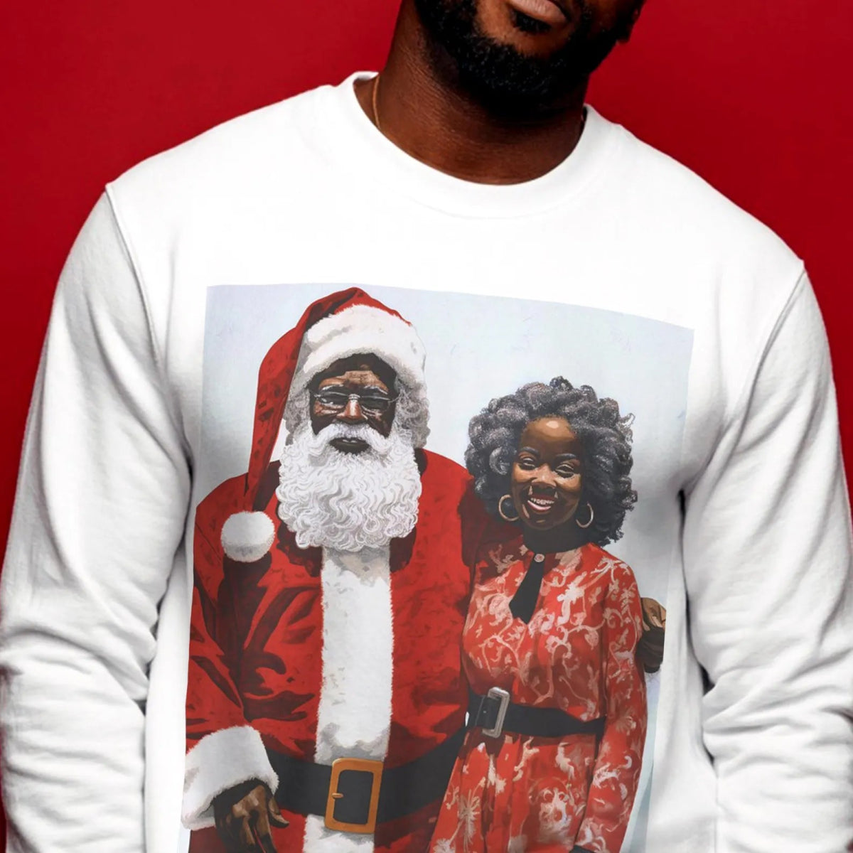 Mr and Mrs Claus Sweatshirt - Afrocentric Art by The Trini Gee