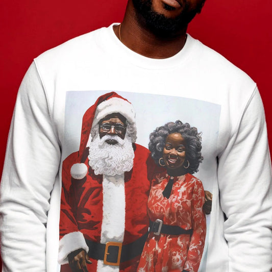 Mr and Mrs Claus Sweatshirt - Afrocentric Art by The Trini Gee