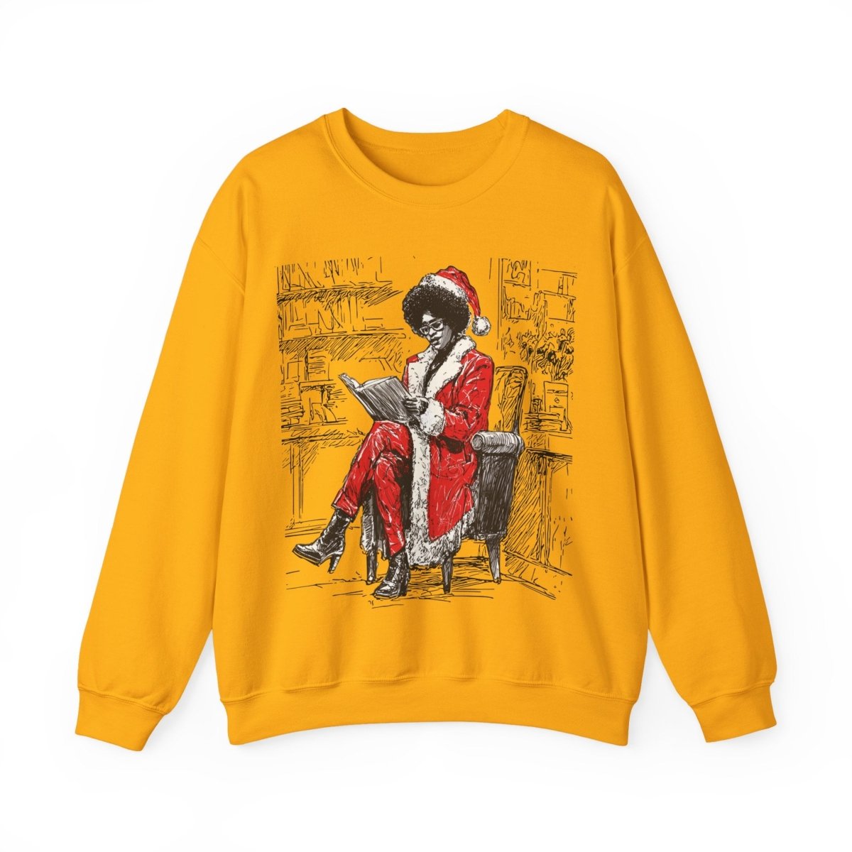 Mrs Claus Sweatshirt - Afrocentric Art by The Trini Gee