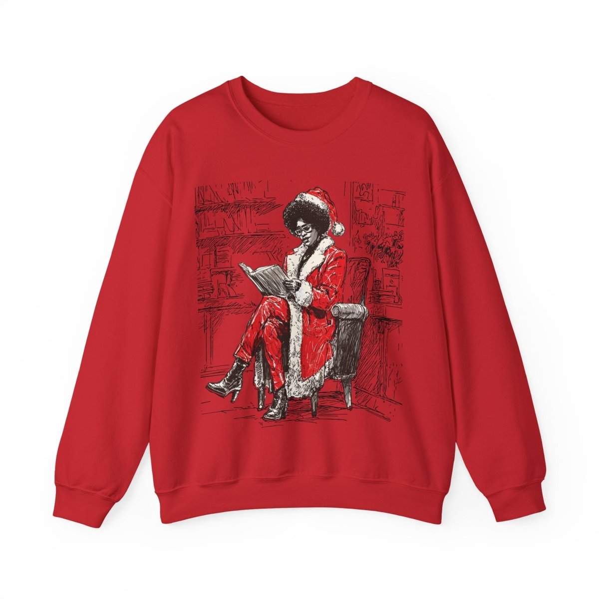 Mrs Claus Sweatshirt - Afrocentric Art by The Trini Gee