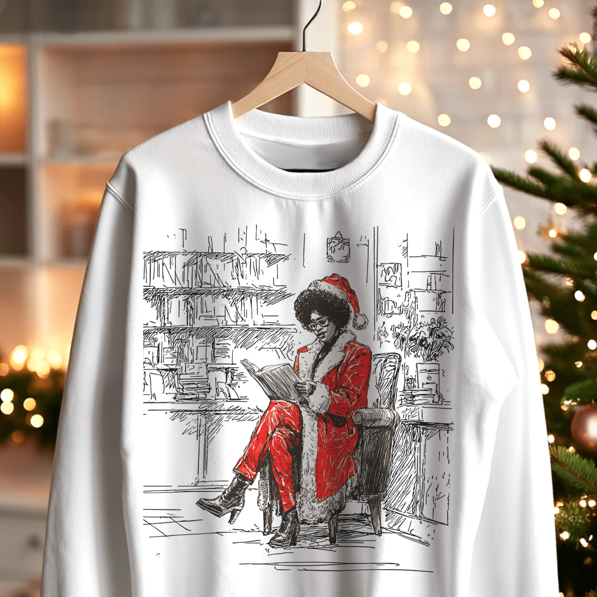 Mrs Claus Sweatshirt - Afrocentric Art by The Trini Gee